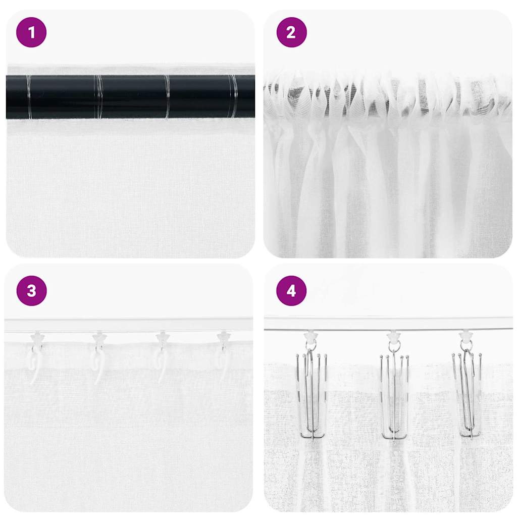 Voile Függöny függönyökkel 2 pcs Fehér 260 x 140 cm Poliészter