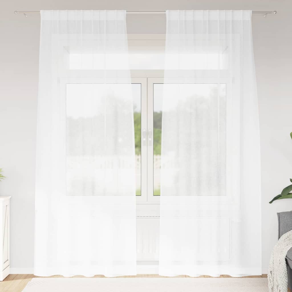 Voile Függöny függönyökkel 2 pcs Fehér 260 x 140 cm Poliészter