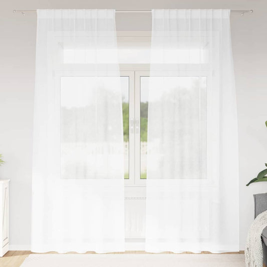 Voile Függöny függönyökkel 2 pcs Fehér 260 x 140 cm Poliészter