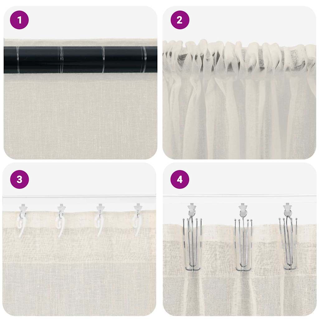 Voile Függöny függönyökkel 2 pcs Krém 245 x 140 cm Poliészter