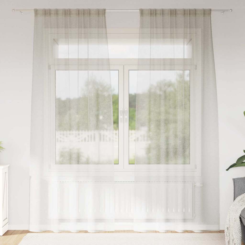 Voile Függöny függönyökkel 2 pcs Krém 245 x 140 cm Poliészter