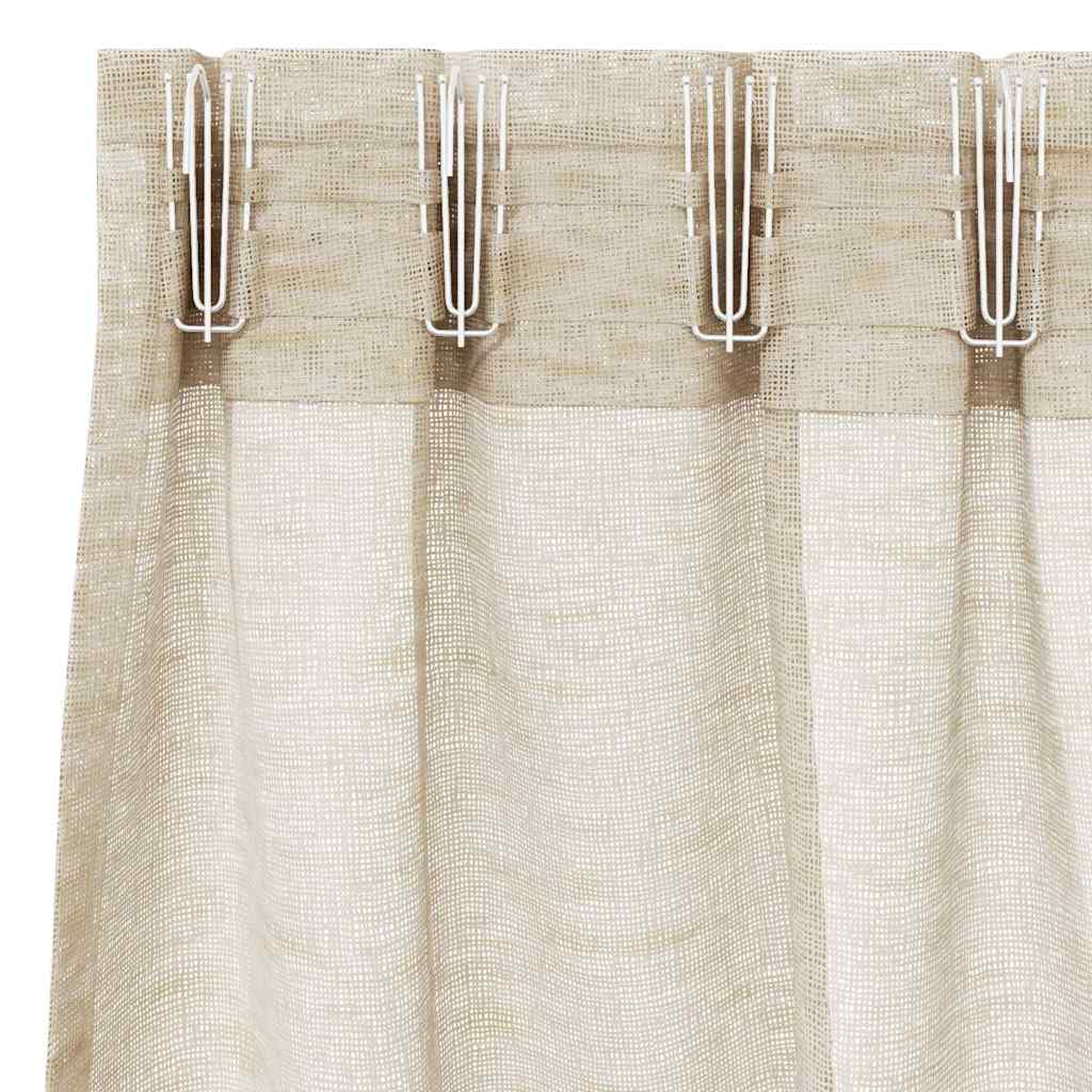 Voile Függöny 2 pcs Homokszín 175 x 140 cm Poliészter