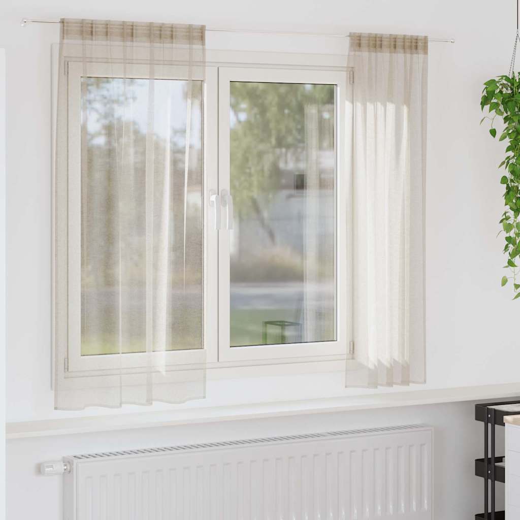Voile Függöny 2 pcs Homokszín 175 x 140 cm Poliészter