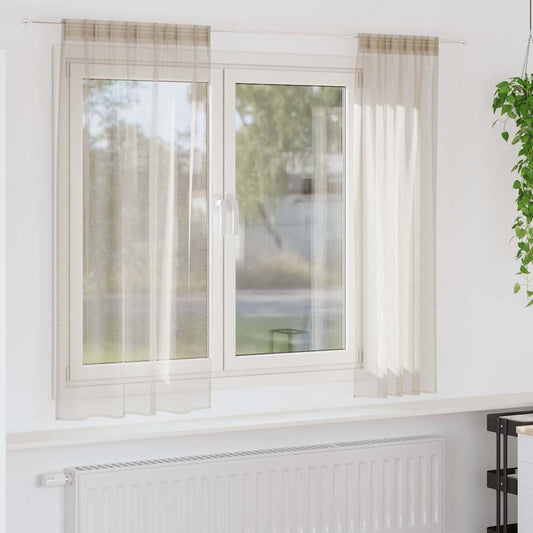 Voile Függöny 2 pcs Homokszín 175 x 140 cm Poliészter