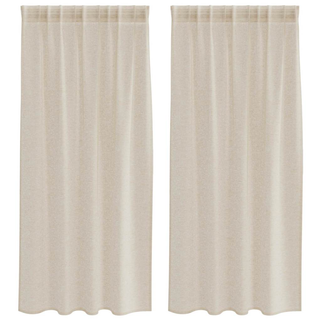 Voile Függöny 2 pcs Homokszín 175 x 140 cm Poliészter