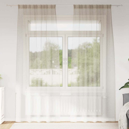 Voile Függöny 2 pcs Homokszín 225 x 140 cm Poliészter