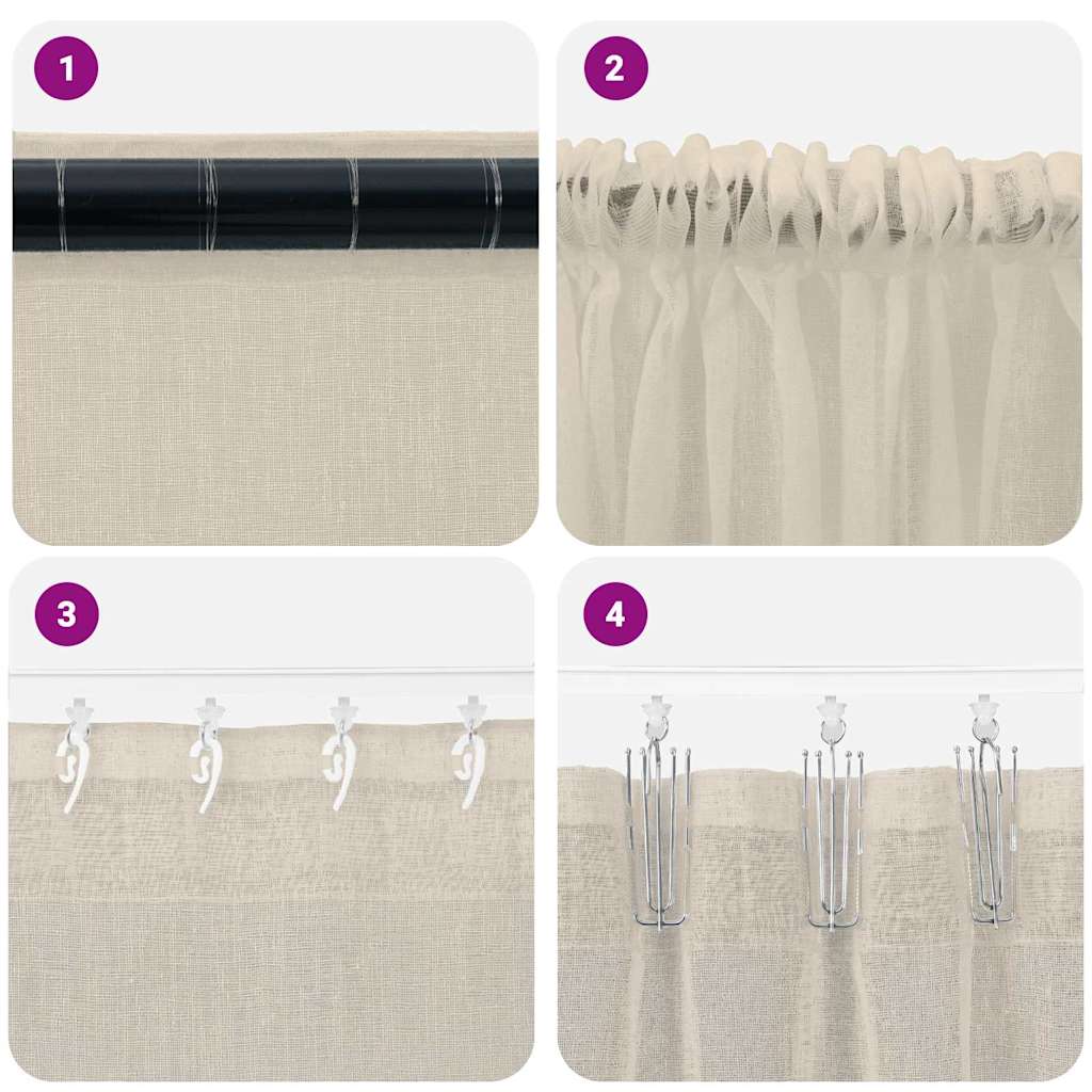Voile Függöny 2 pcs Homokszín 245 x 140 cm Poliészter