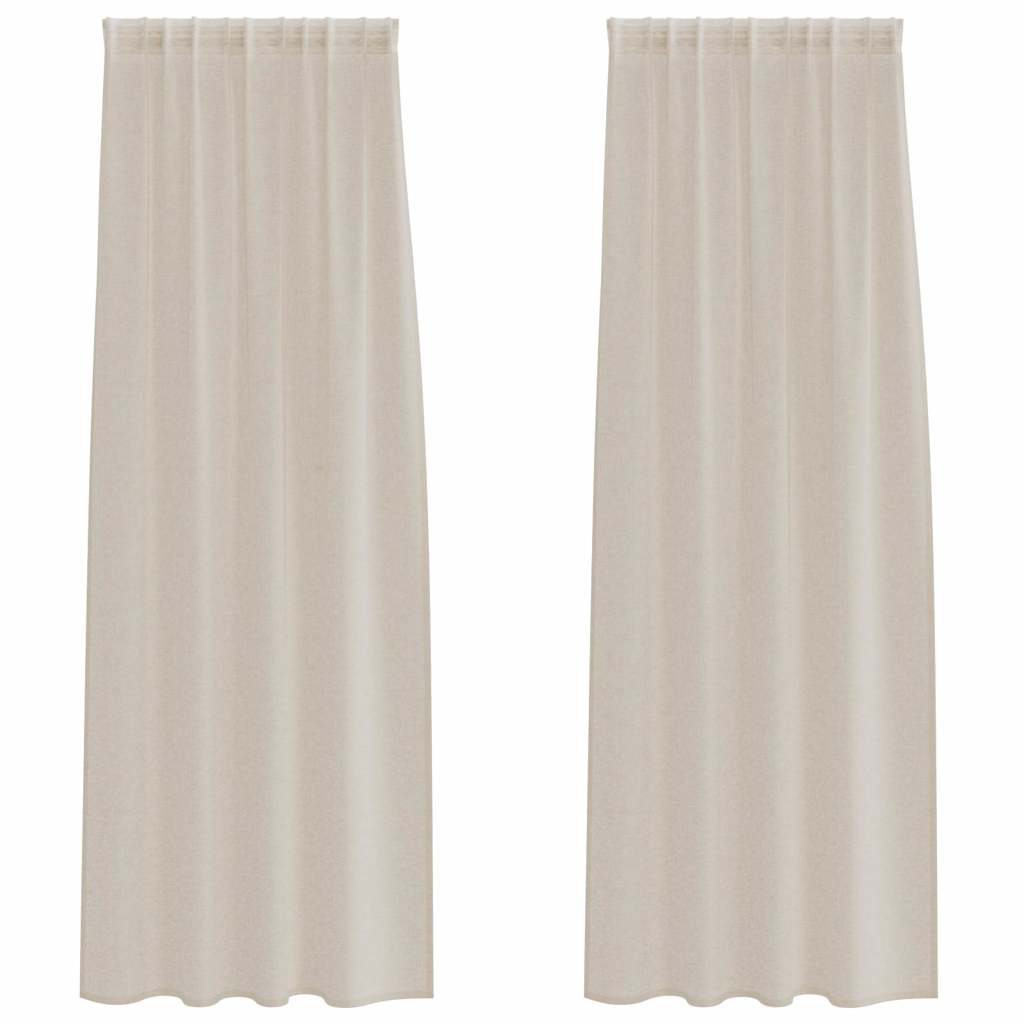 Voile Függöny 2 pcs Homokszín 245 x 140 cm Poliészter