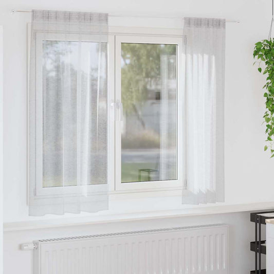 Voile Függöny 2 pcs Világosszürke 175 x 140 cm Poliészter