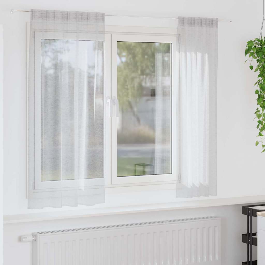 Voile Függöny 2 pcs Világosszürke 175 x 140 cm Poliészter