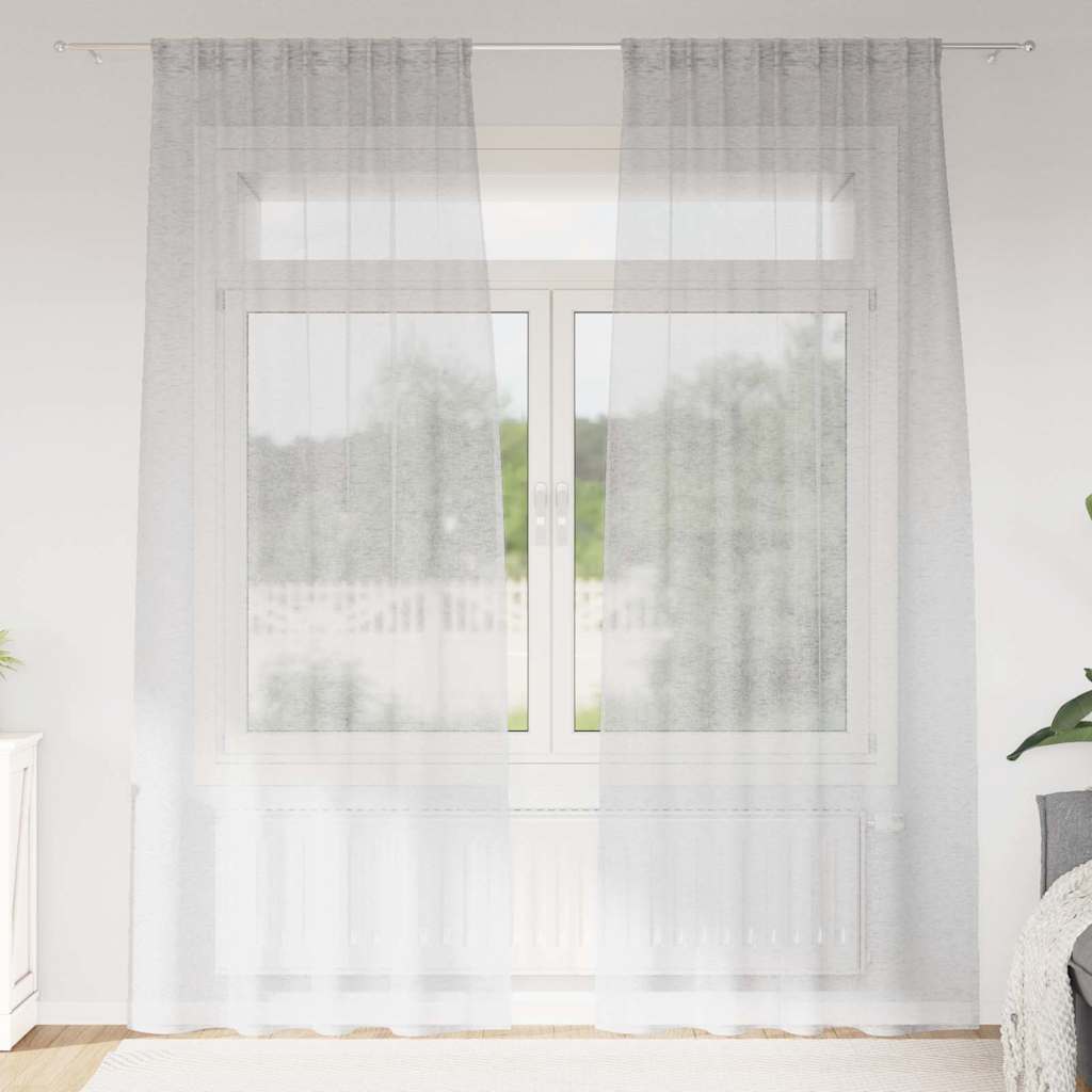 Voile Függöny 2 pcs Világosszürke 225 x 140 cm Poliészter