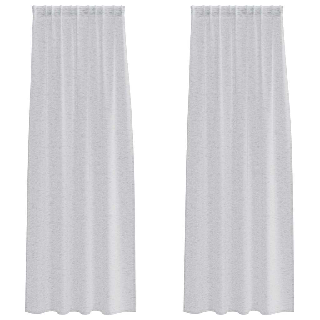 Voile Függöny 2 pcs Világosszürke 225 x 140 cm Poliészter