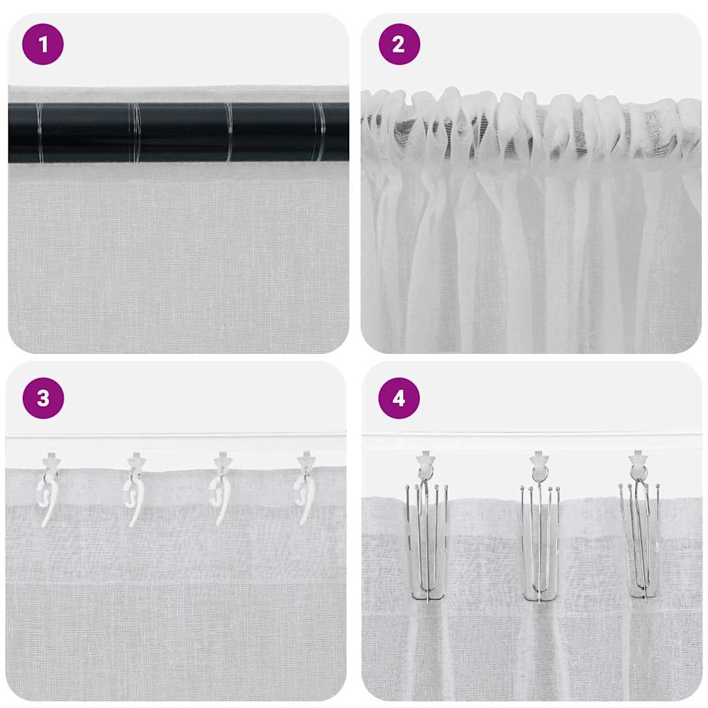 Voile Függöny 2 pcs Világosszürke 260 x 140 cm Poliészter