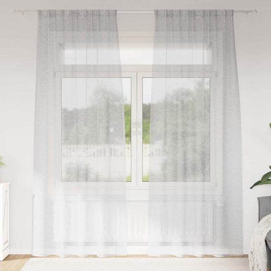 Voile Függöny 2 pcs Világosszürke 260 x 140 cm Poliészter