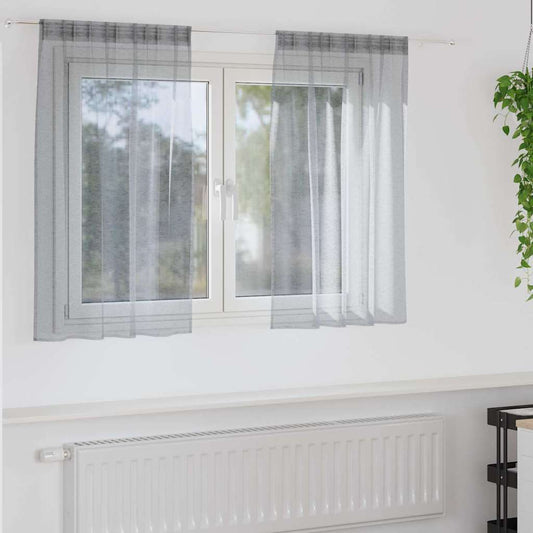 Voile Függöny 2 pcs Sötétszürke 140 x 140 cm Poliészter