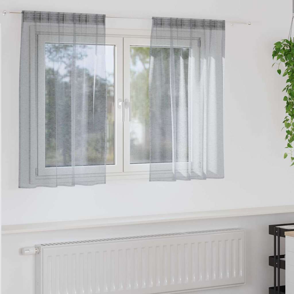 Voile Függöny 2 pcs Sötétszürke 140 x 140 cm Poliészter