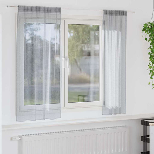 Voile Függöny 2 pcs Sötétszürke 175 x 140 cm Poliészter