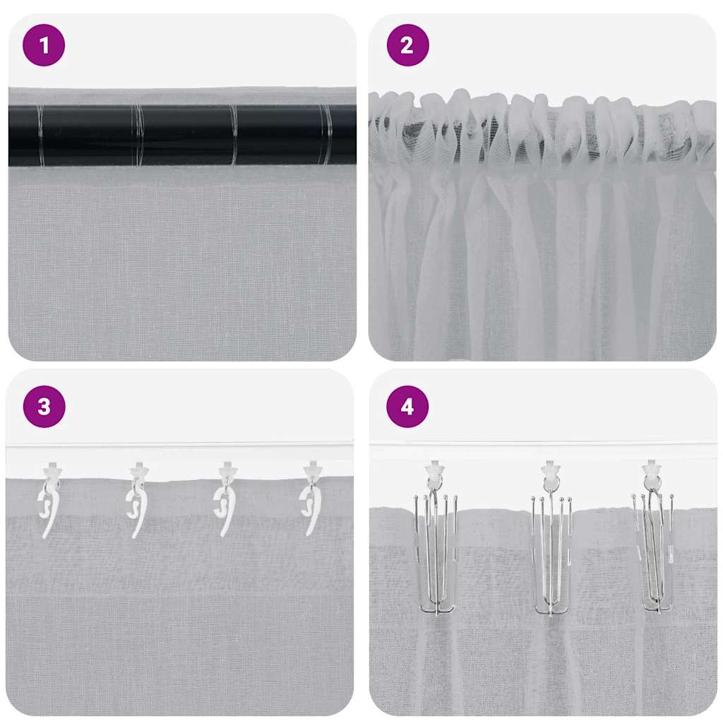 Voile Függöny 2 pcs Sötétszürke 260 x 140 cm Poliészter
