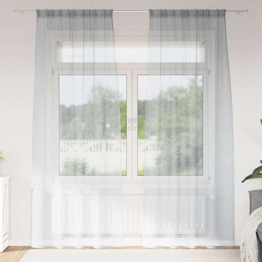 Voile Függöny 2 pcs Sötétszürke 260 x 140 cm Poliészter
