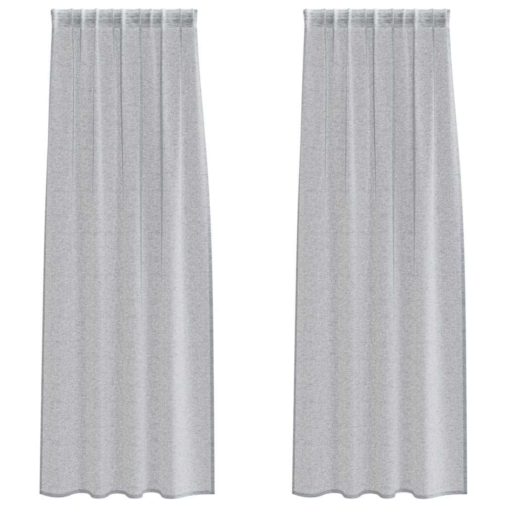 Voile Függöny 2 pcs Sötétszürke 260 x 140 cm Poliészter