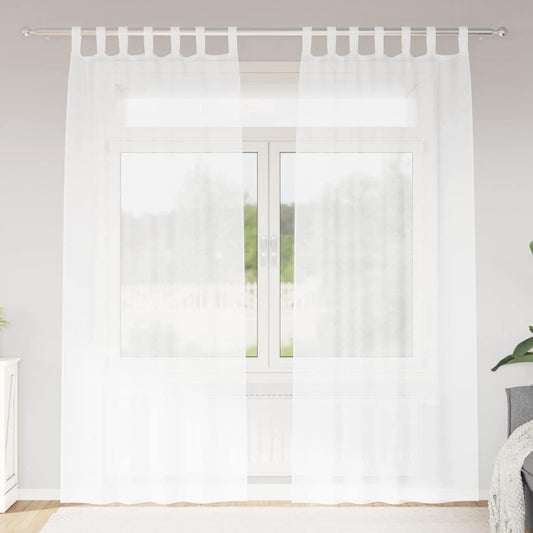 Voile Függöny függönyökkel 2 pcs Fehér 225 x 140 cm Poliészter