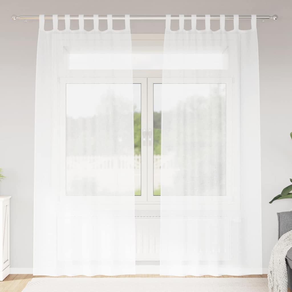Voile Függöny függönyökkel 2 pcs Fehér 245 x 140 cm Poliészter