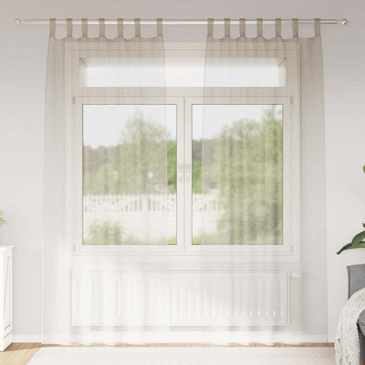 Voile Függöny 2 pcs Homokszín 225 x 140 cm Poliészter