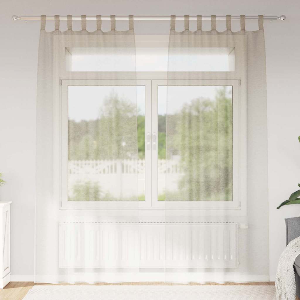 Voile Függöny 2 pcs Homokszín 260 x 140 cm Poliészter