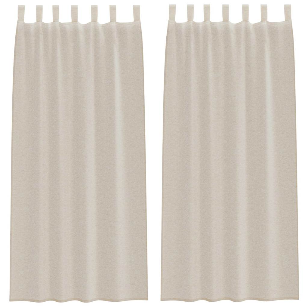 Voile Függöny 2 pcs Homokszín 260 x 140 cm Poliészter