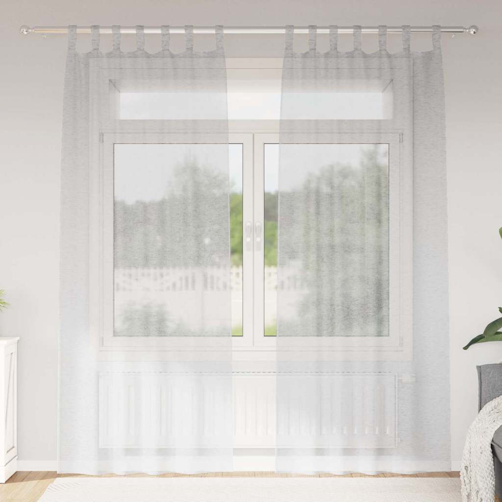 Voile Függöny 2 pcs Világosszürke 225 x 140 cm Poliészter
