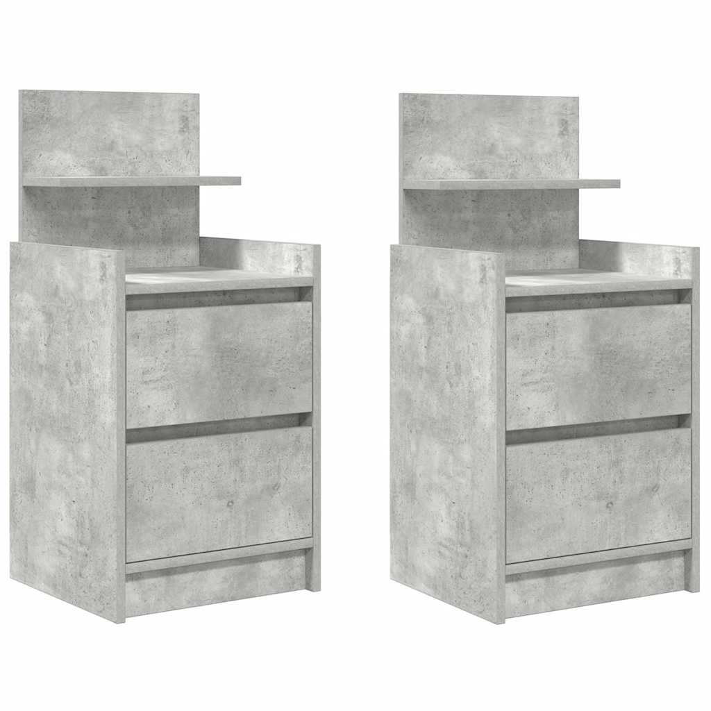 2 db betonszürke éjjeliszekrények 2 fiókkal 38x34x80 cm
