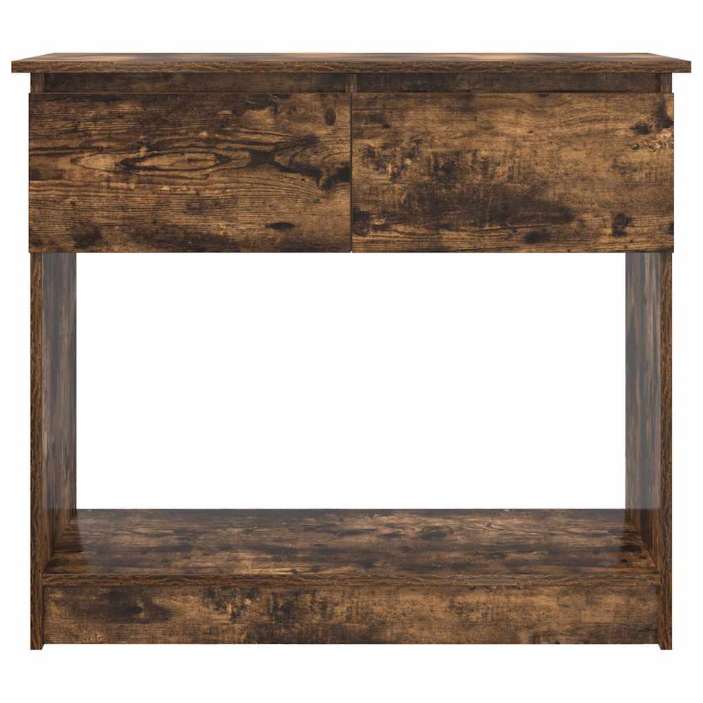 füstös tölgy színű konzolasztal fiókokkal 85,5x38,5x74,5 cm
