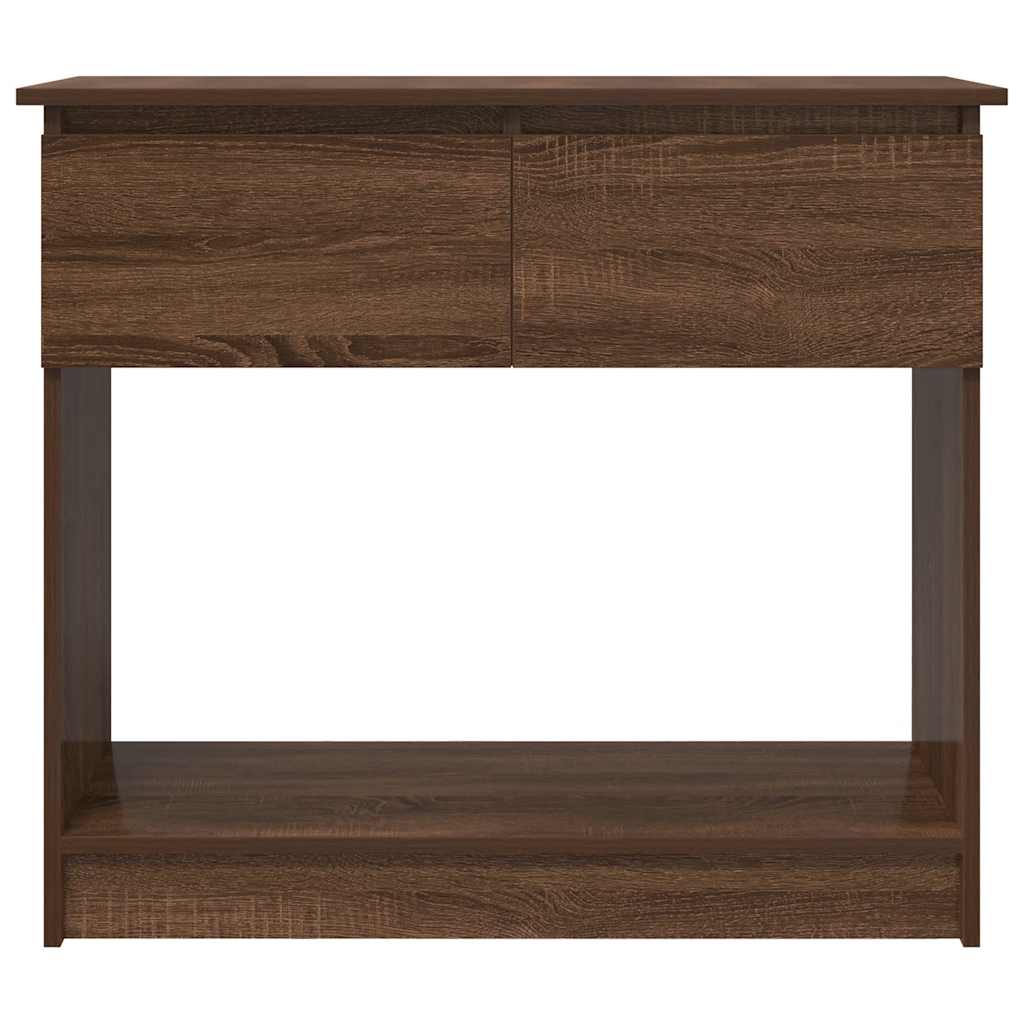 barna tölgyszínű konzolasztal fiókokkal 85,5x38,5x74,5 cm
