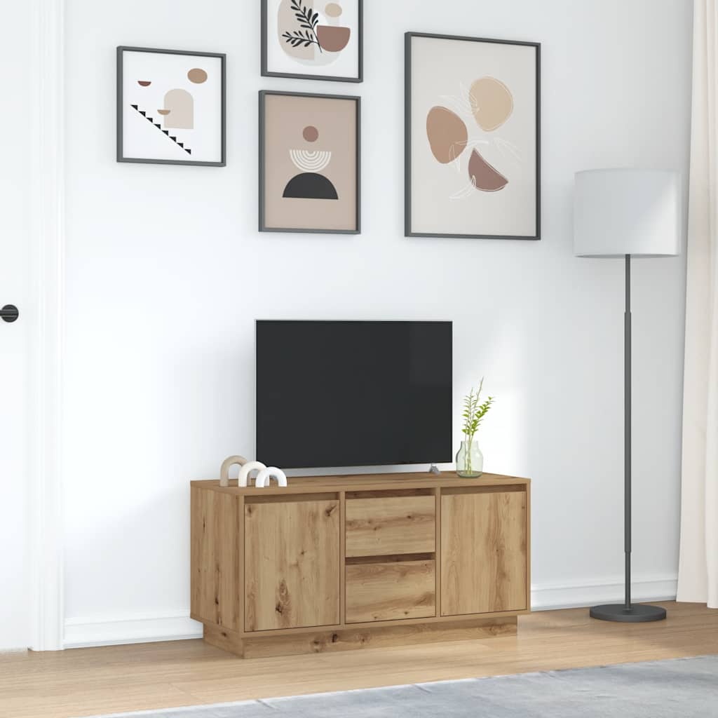 kézműves tölgy színű TV-szekrény LED-lámpákkal 100x41x50 cm