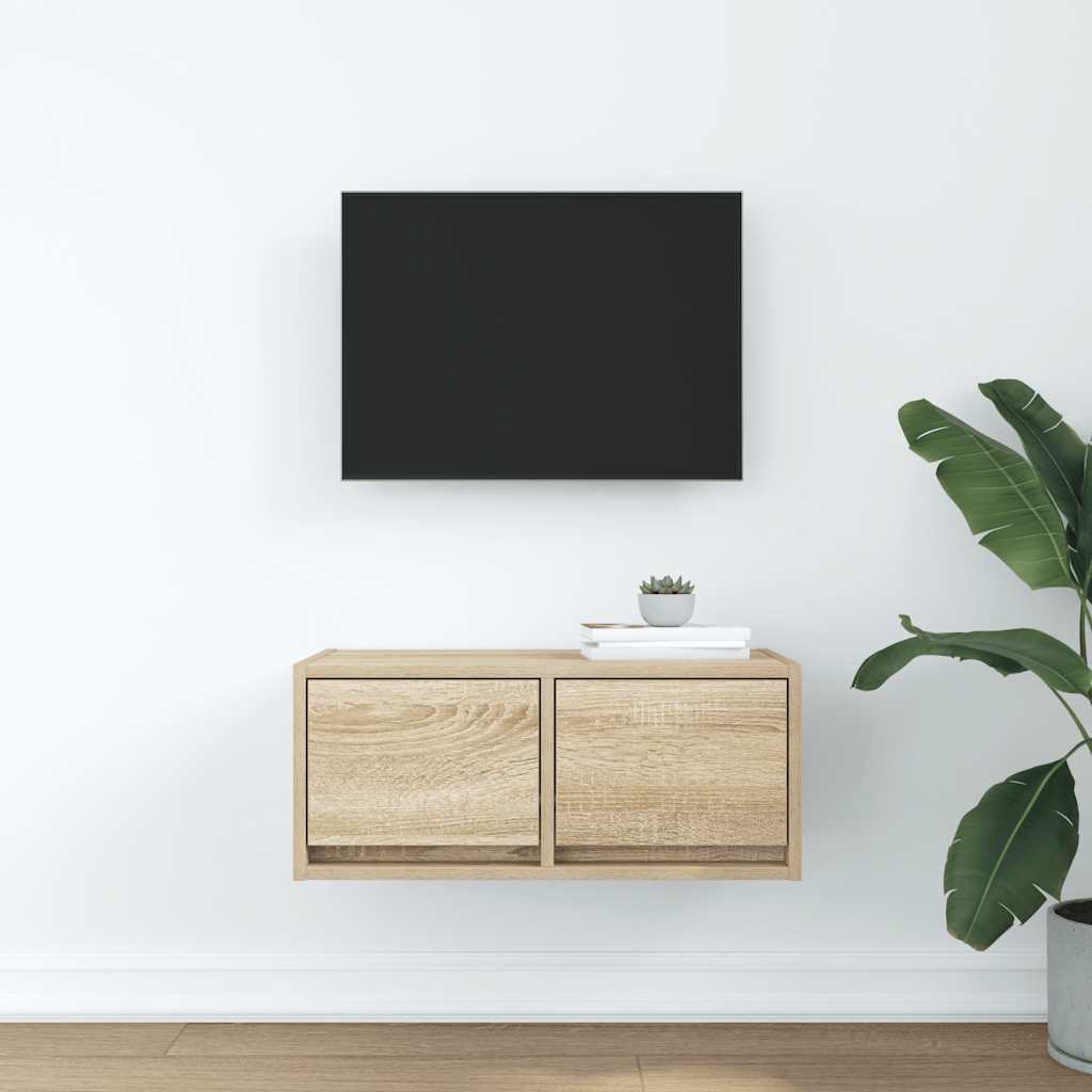 sonoma tölgy színű szerelt fa fali TV-szekrény 60x31x25,5 cm