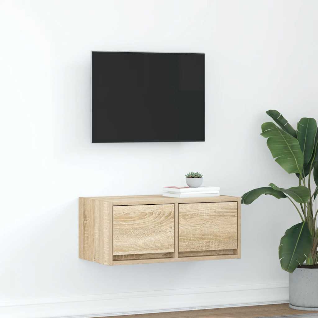 sonoma tölgy színű szerelt fa fali TV-szekrény 60x31x25,5 cm