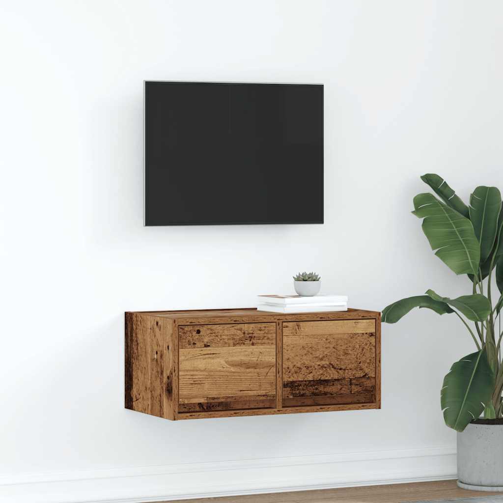 antik fa színű szerelt fa TV-szekrény 60x31x25,5 cm