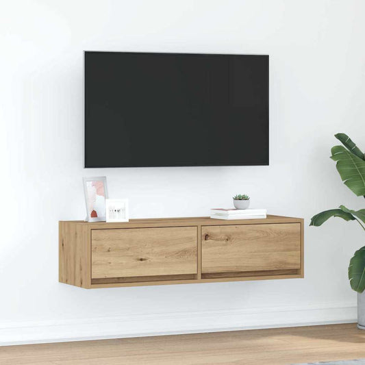 TV szekrény fiókkal kézműves tölgy 100 x 31 x 25,5 cm Faanyag
