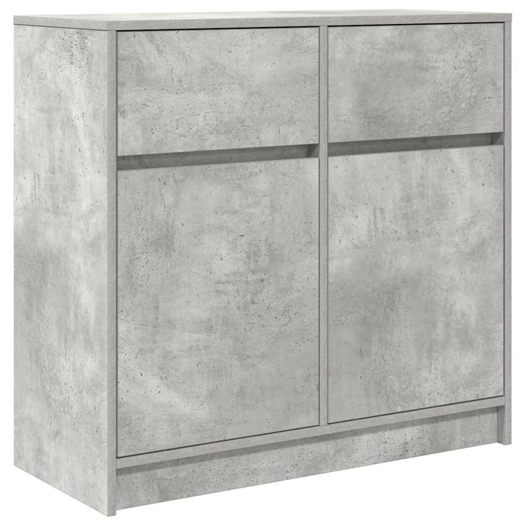betonszürke szerelt fa tálalószekrény fiókos 80x34x76 cm
