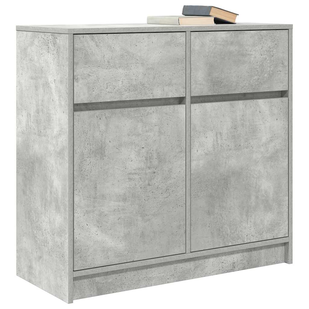 betonszürke szerelt fa tálalószekrény fiókos 80x34x76 cm
