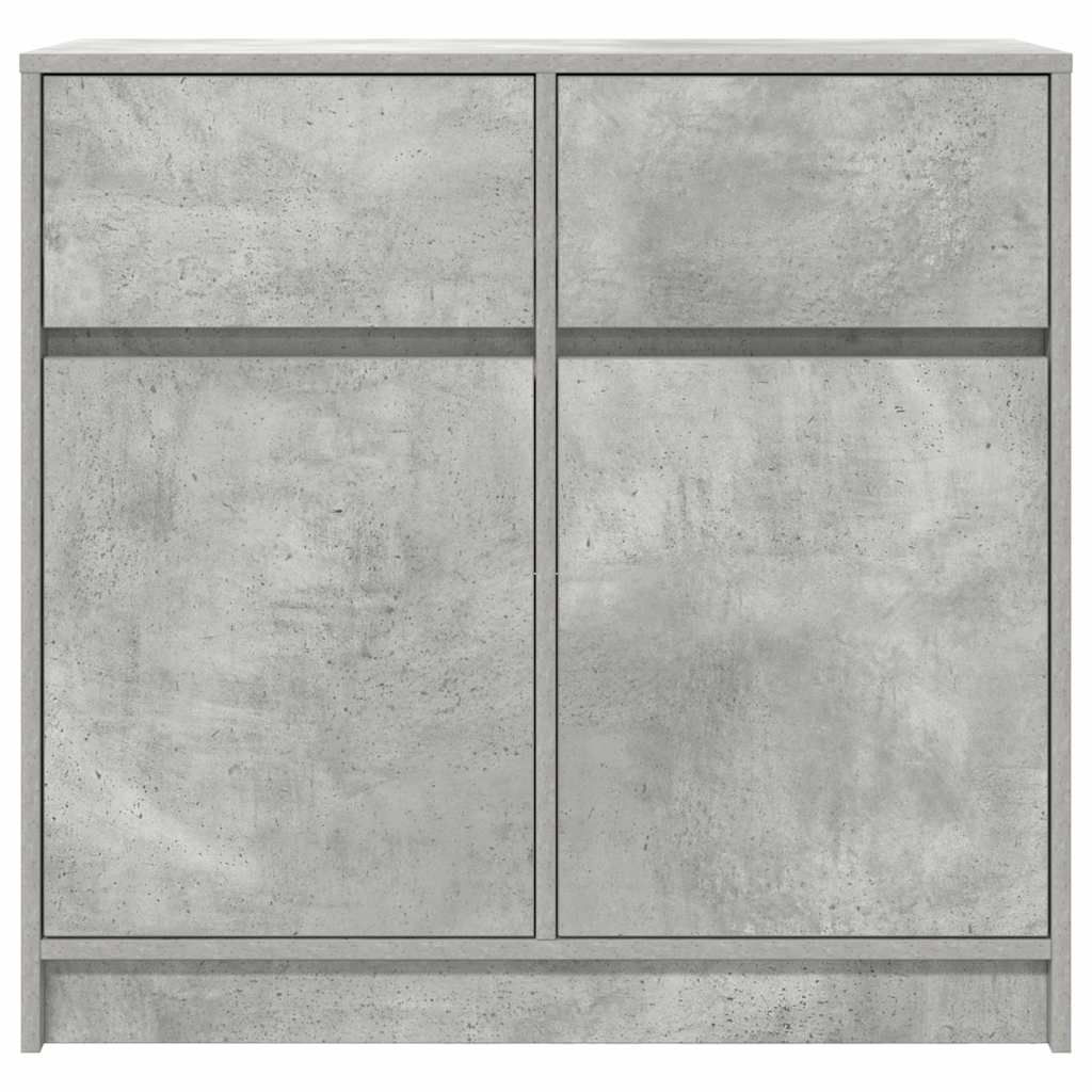 betonszürke szerelt fa tálalószekrény fiókos 80x34x76 cm