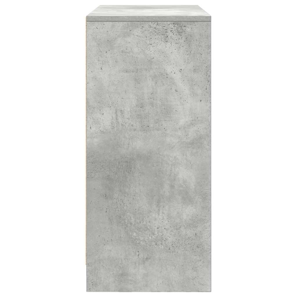 betonszürke szerelt fa tálalószekrény fiókos 80x34x76 cm