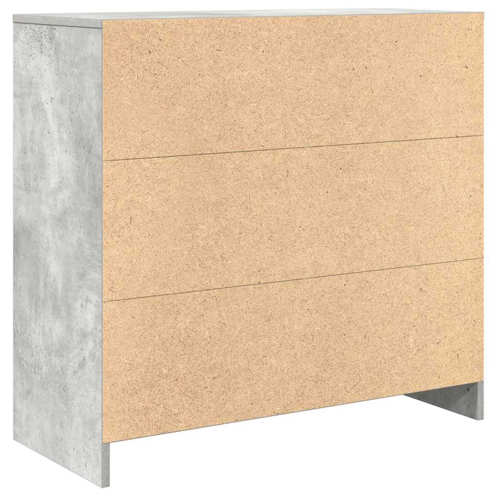 betonszürke szerelt fa tálalószekrény fiókos 80x34x76 cm
