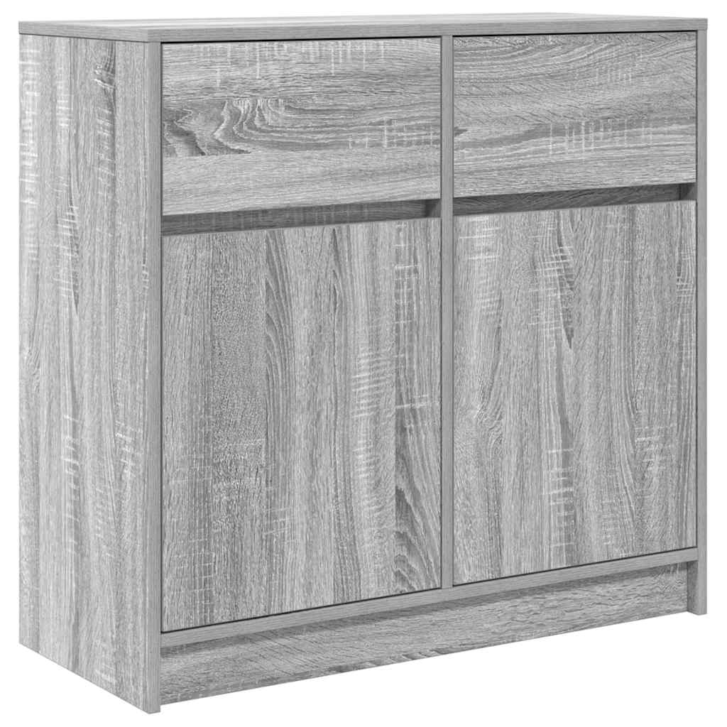 szürke sonoma szerelt fa tálalószekrény fiókos 80x34x76 cm