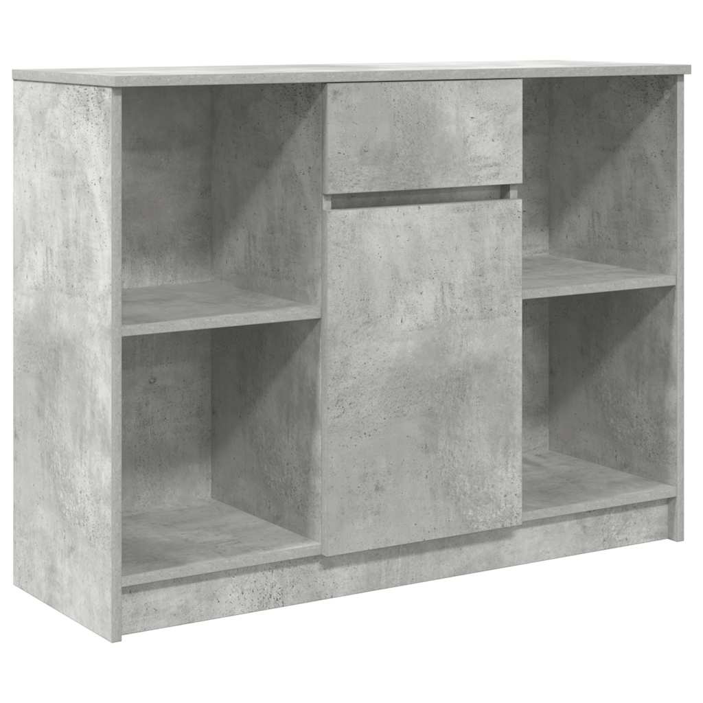 betonszürke szerelt fa tálalószekrény fiókos 101x35x76 cm
