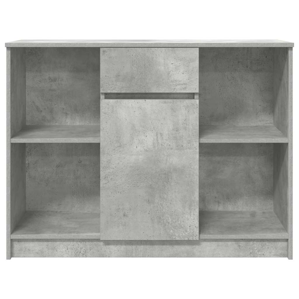 betonszürke szerelt fa tálalószekrény fiókos 101x35x76 cm