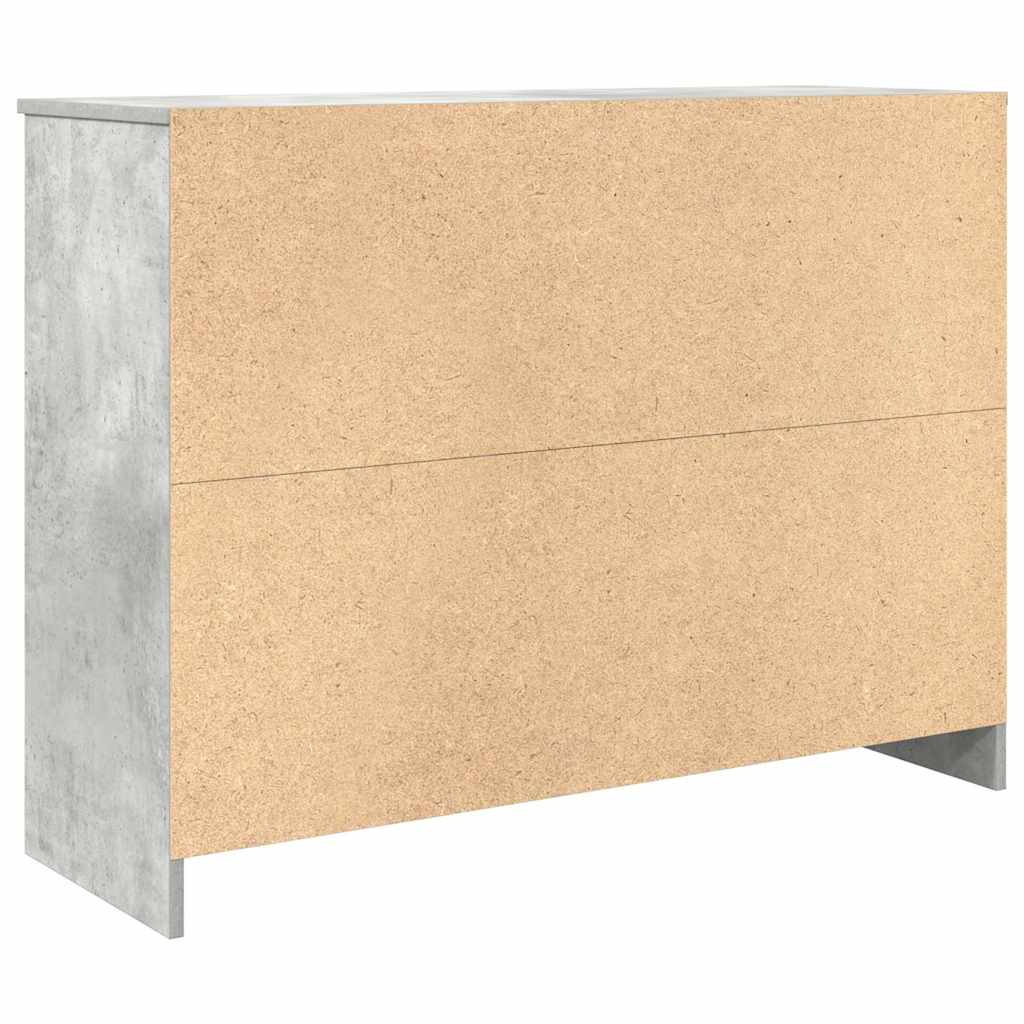 betonszürke szerelt fa tálalószekrény fiókos 101x35x76 cm
