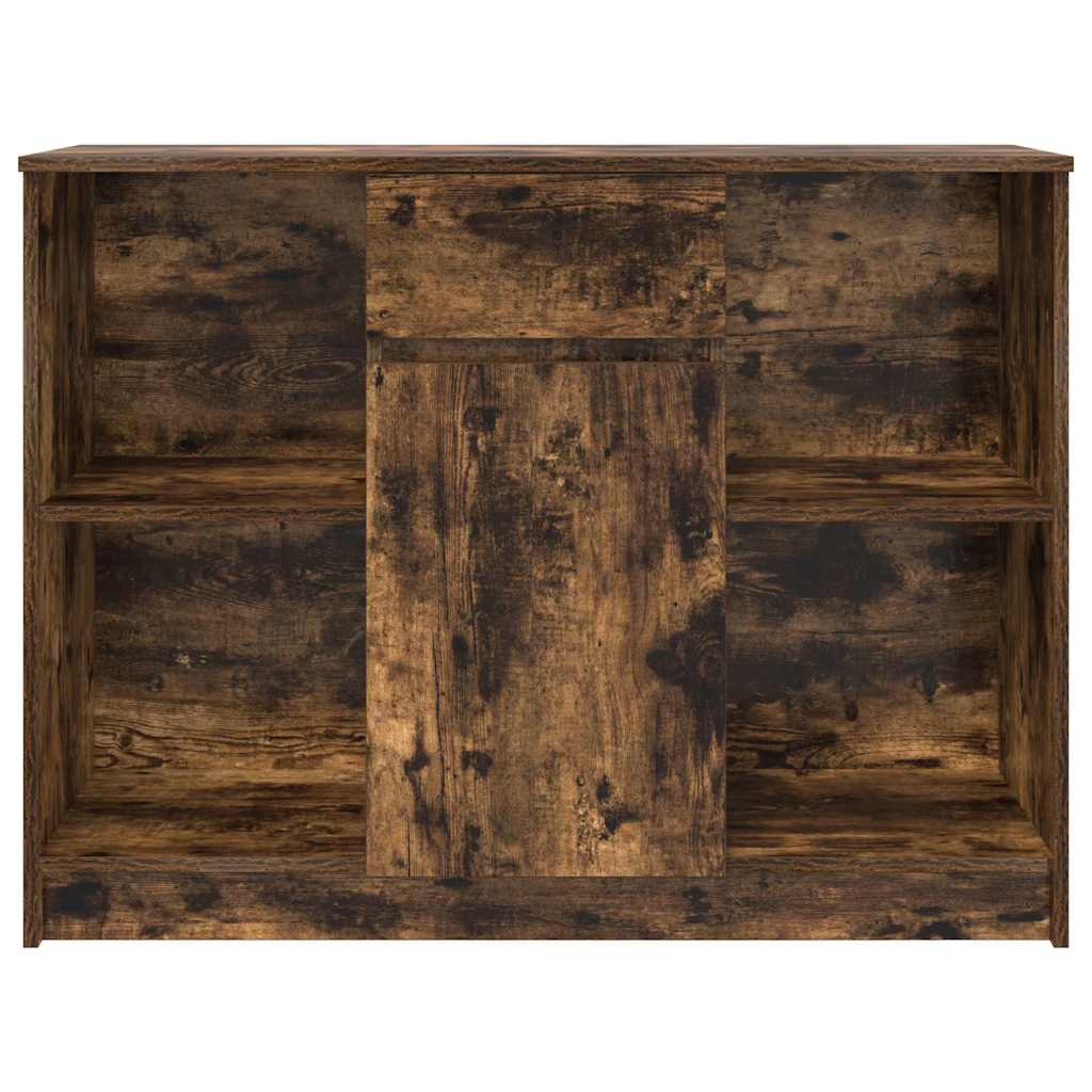 füstölt tölgy szerelt fa tálalószekrény fiókos 101x35x76 cm