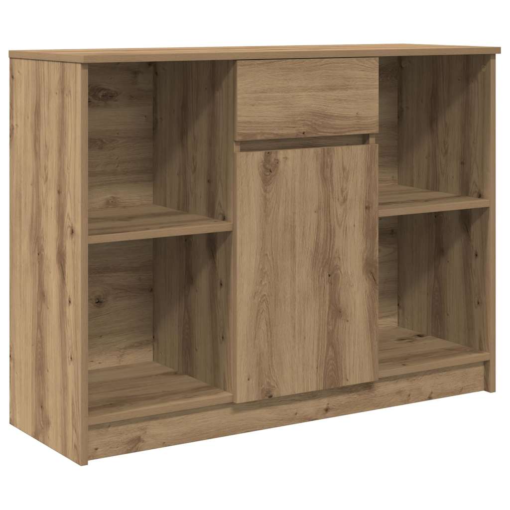 kézműves tölgy szerelt fa tálalószekrény fiókos 101x35x76 cm
