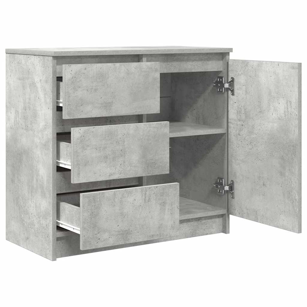 betonszürke szerelt fa tálalószekrény fiókos 71x35x65 cm